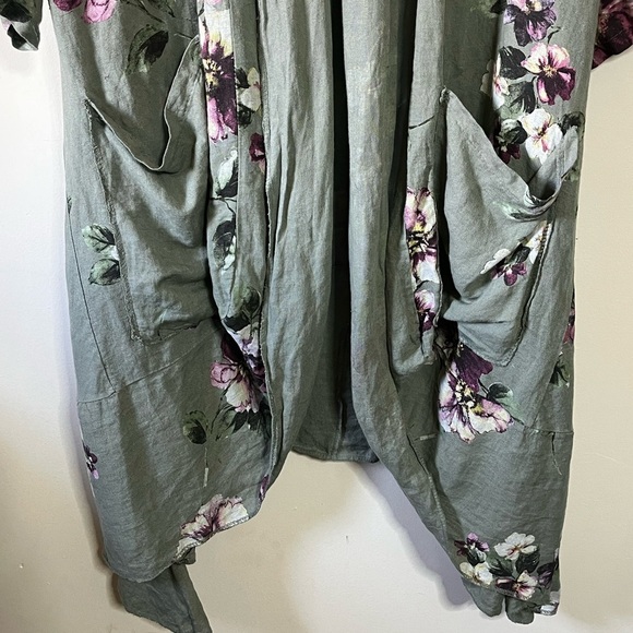 Made in Italy Linen Floral Cardigan Jacket - Picture 4 of 8